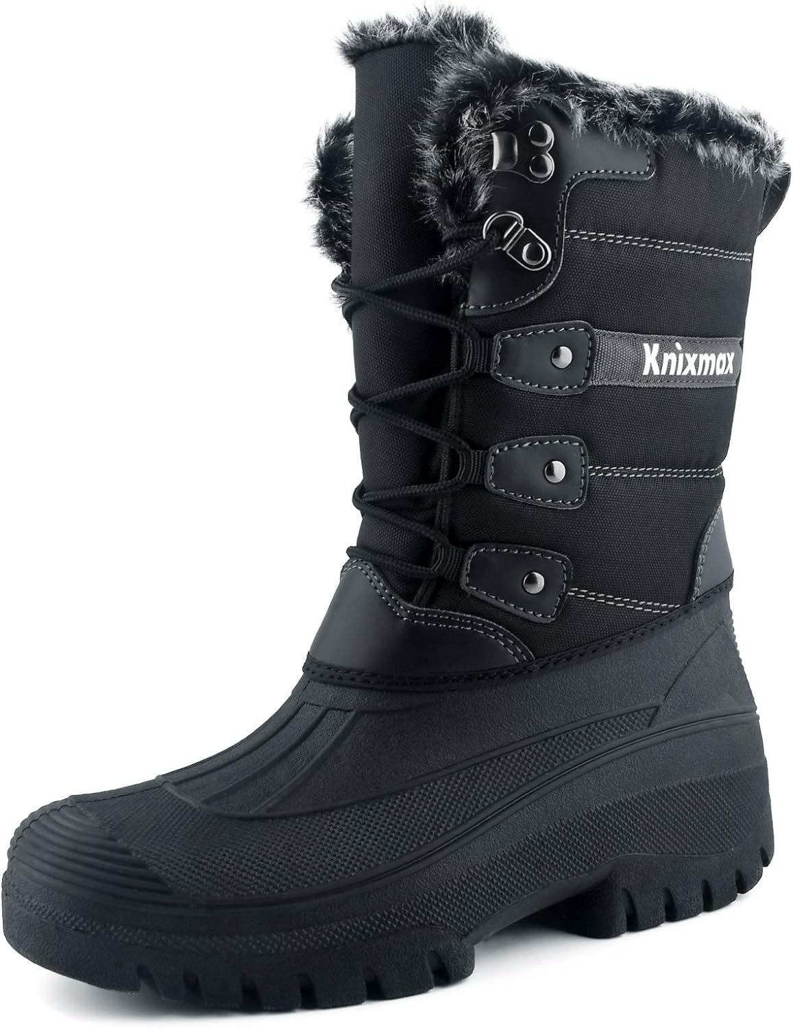 Knixmax Women's Men's Snow Boots Winter Shoes Waterproof Soles Fur Lined Lace-Up...