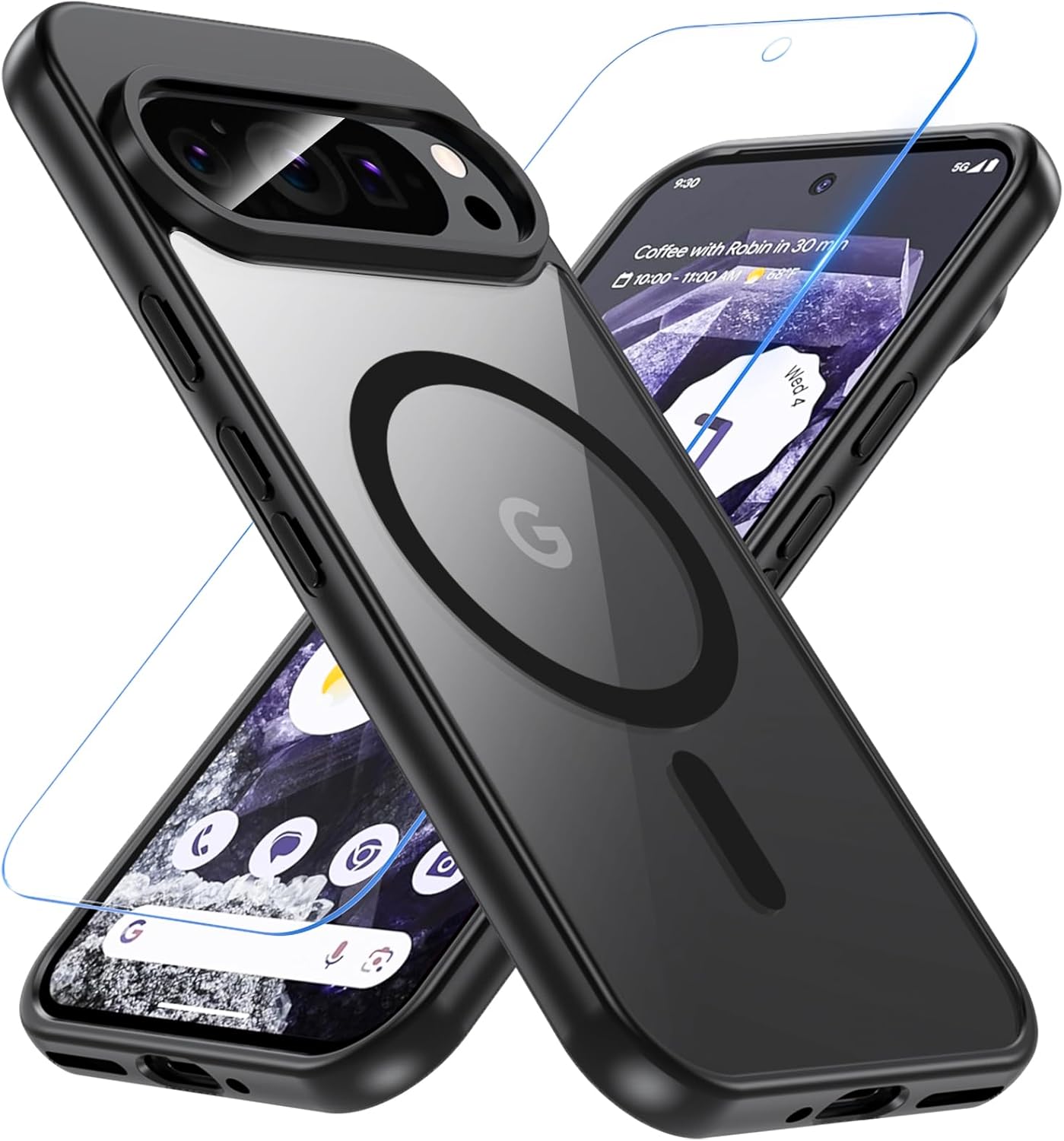 Hensinple Magnetic for Google Pixel 9 Case/Google Pixel 9 Pro Case with Tempered...