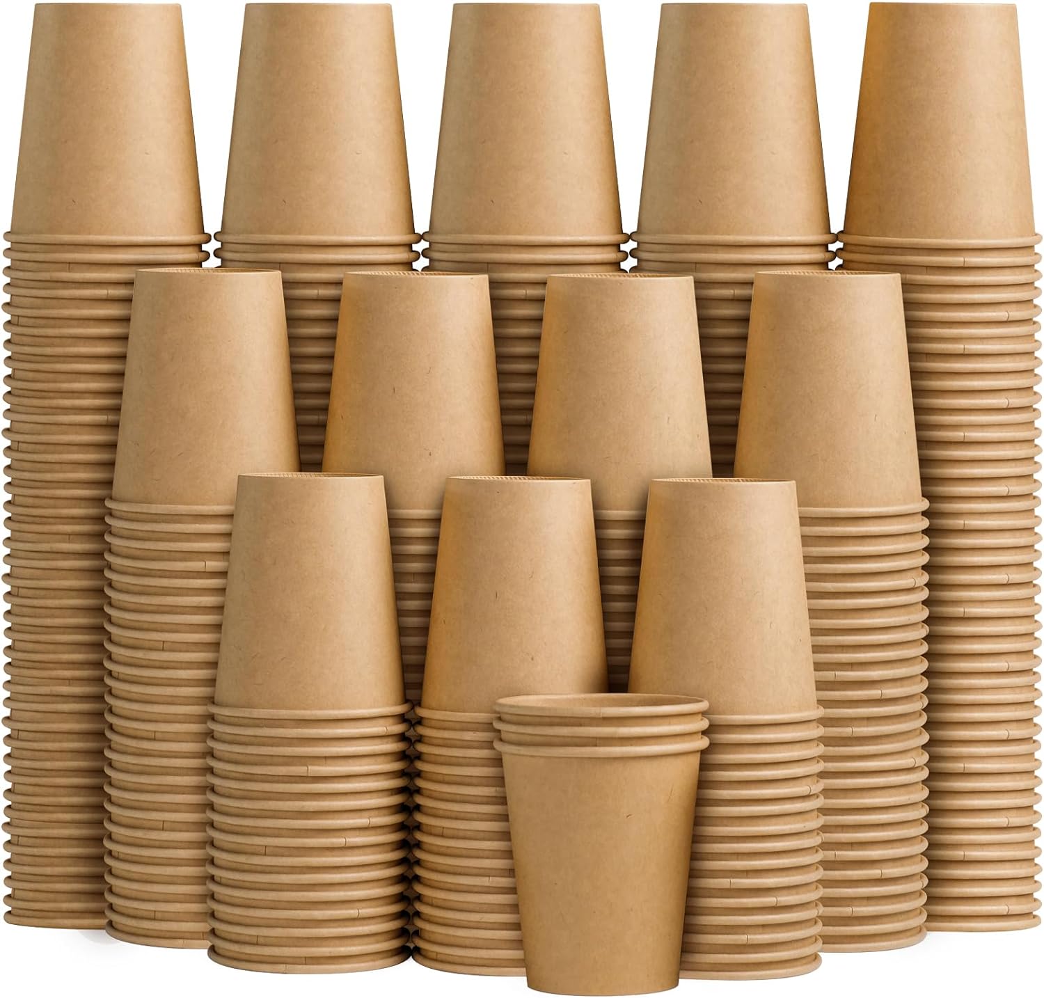 180 Pack 8 oz Paper Cups, Brown Kraft Disposable Paper Coffee Cups, Unbleached P...