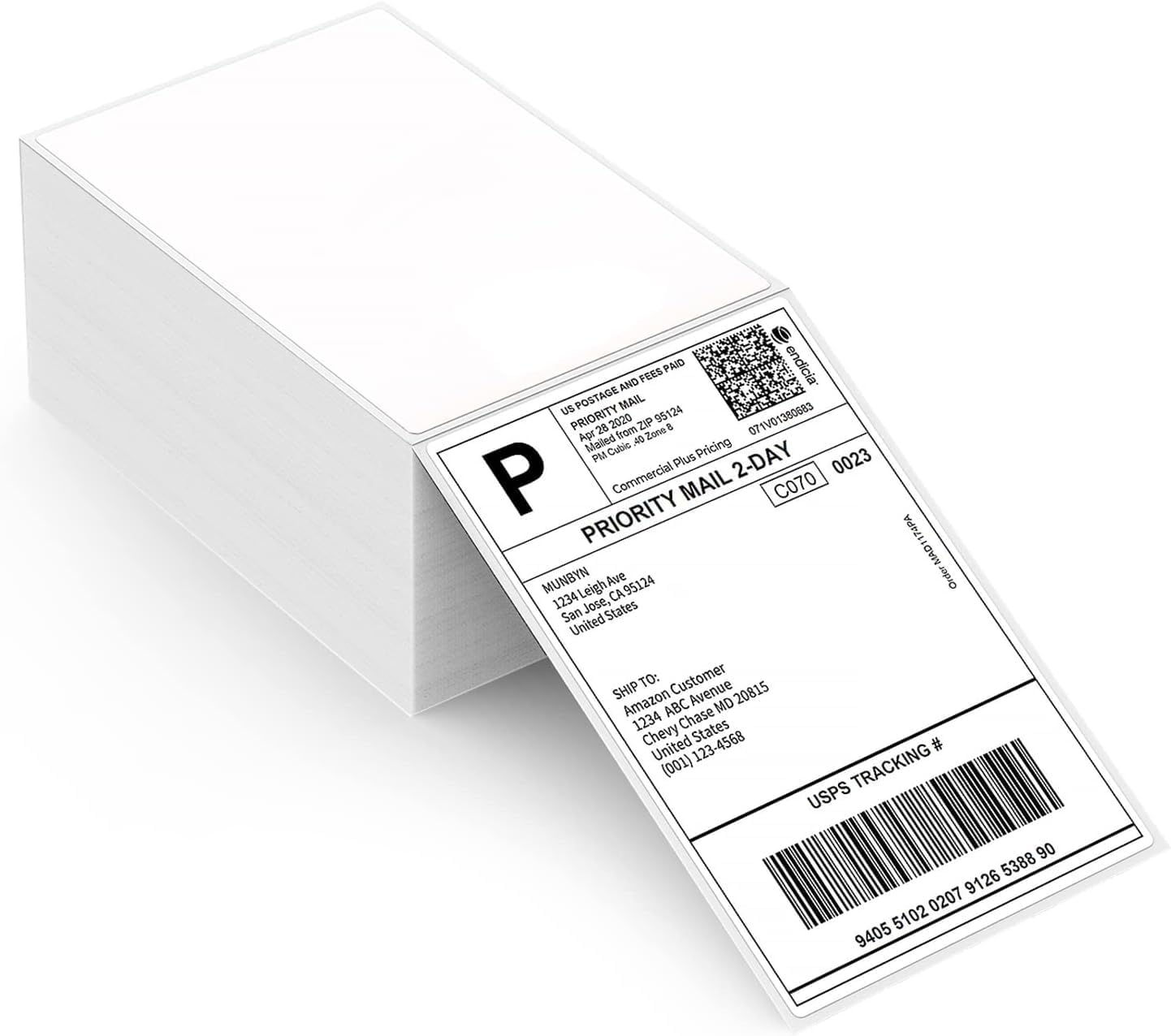 MUNBYN Thermal Direct Shipping Label (Pack of 500 4x6 Per Fanfold Labels) - Comm...