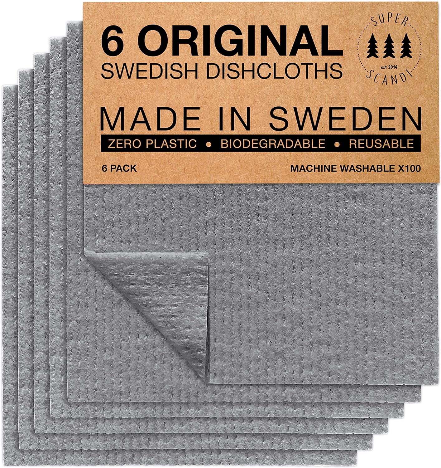 SUPERSCANDI Made in Sweden Dish Cloths Eco-Friendl...