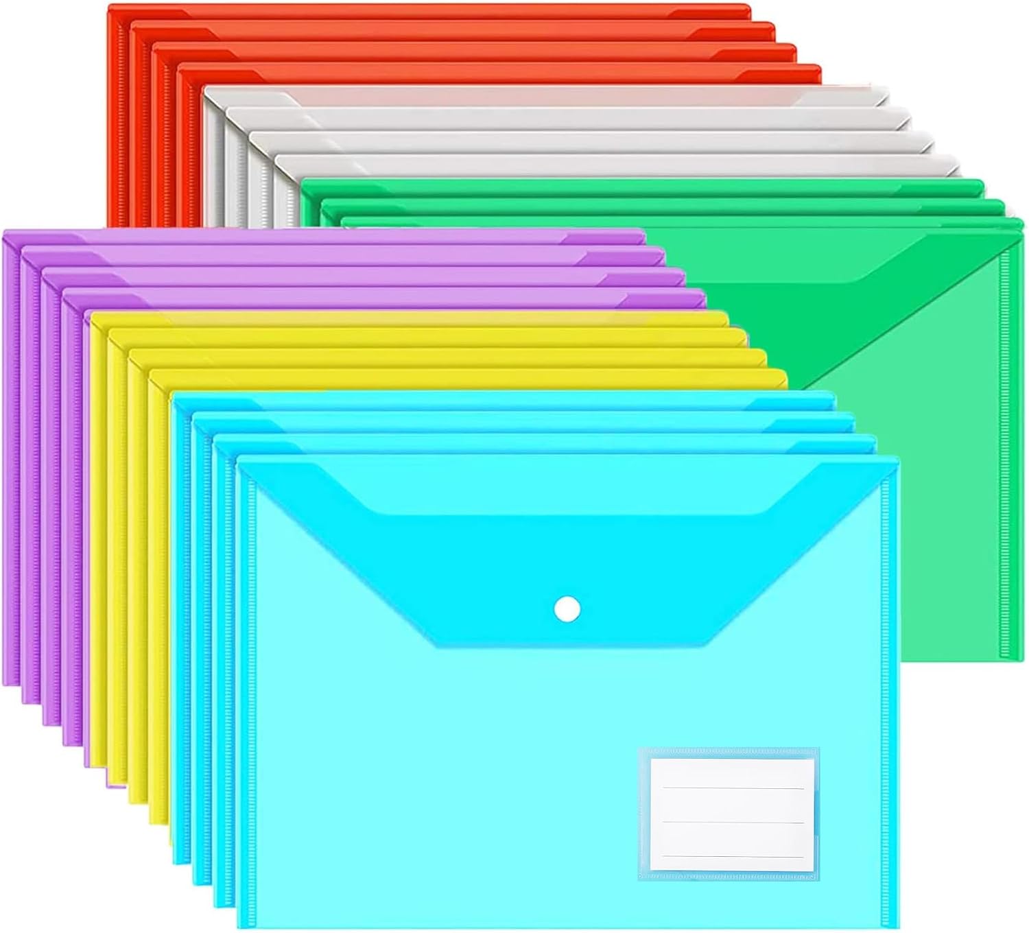 24Pack Plastic Wallets Folders - A4 Plastic Folders Document Folder Wallet Poppe...