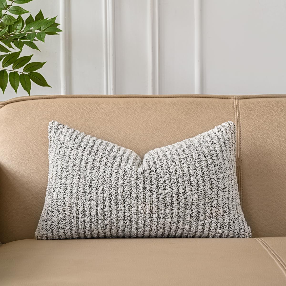 Sanmetex Lumbar Pillow Covers 12x20 Inches, Textured Boucle Decorative Rectangle...