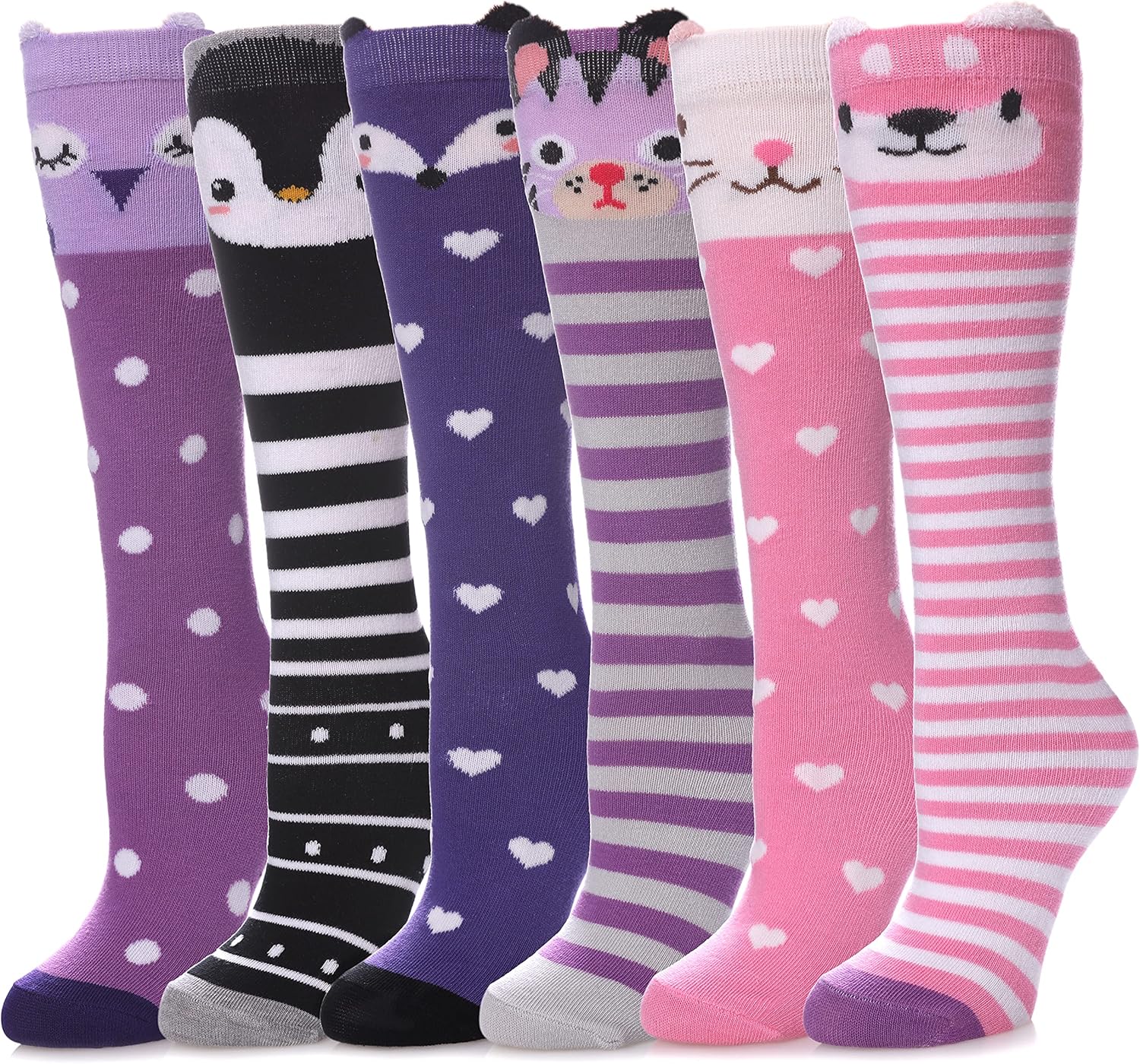 POEATEZO 3-12 Years Girls Knee High Socks Kids Funny Animal Pattern Warm Cotton...