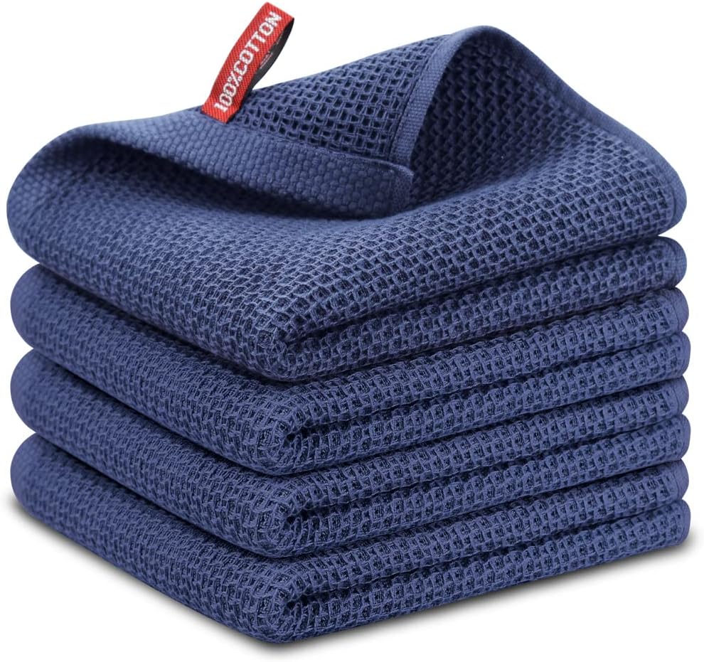 Nialnant 100% Cotton Kitchen Dish Cloths,4 Pack Absorbent Dish Towels for Kitche...