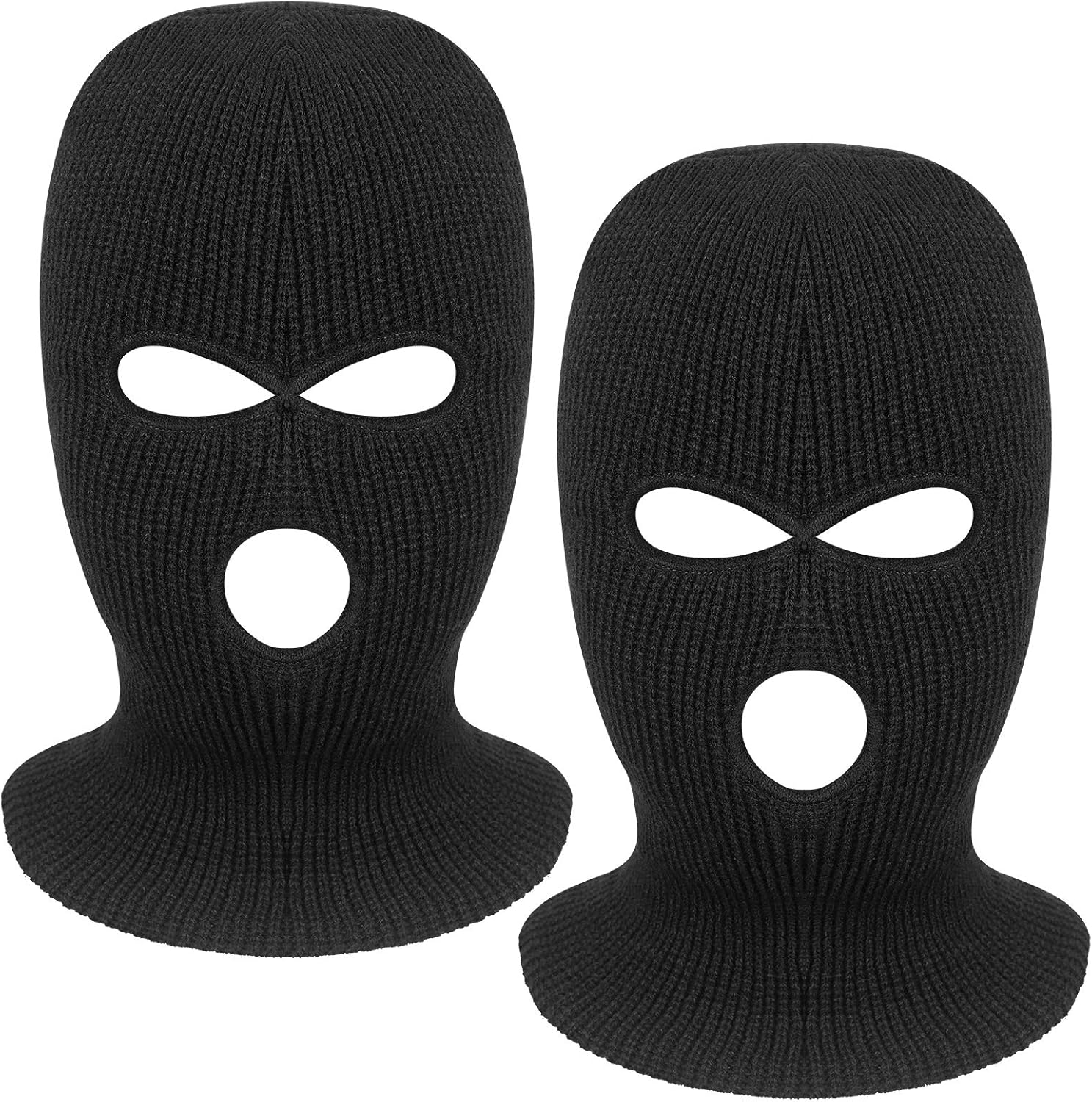 2 Pieces 3-Hole Full Face Mask Cover Ski Mask Winter Balaclava Cap Knitted Face...