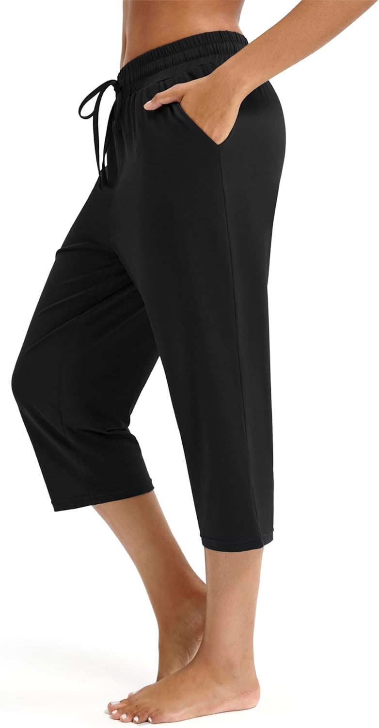 Maxbee Capri Pants for Women Drawstring Workout Sweatpants Comfy Lounge Elastic...