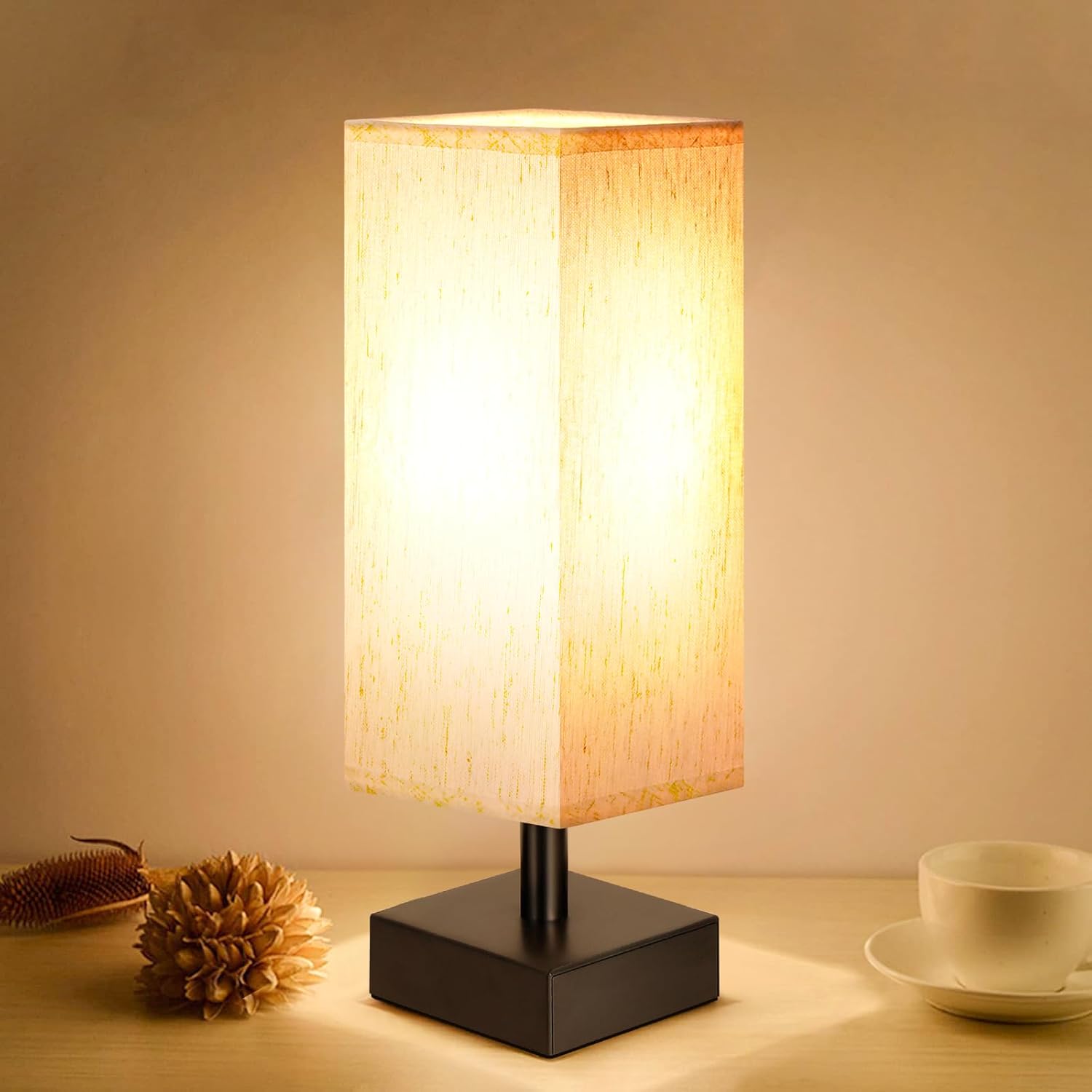 Small Table Lamp for Bedroom - Bedside Lamps for Nightstand, Minimalist Night St...