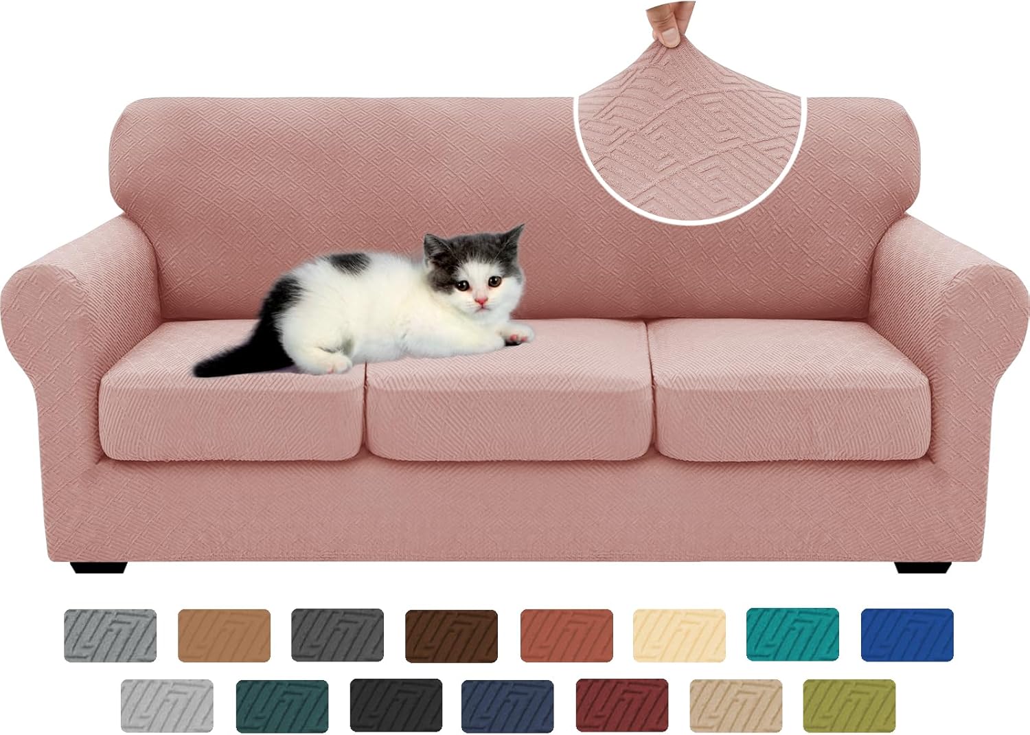 XINEAGE New 4 Pieces Couch Covers for 3 Cushion Couch Super Stretch Thick Soft S...