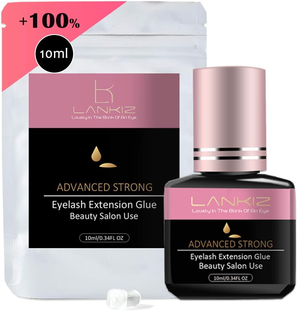 LANKIZ Cluster Lash Glue 10ml Eyelash Extension Glue Black Individual Lash Glue...