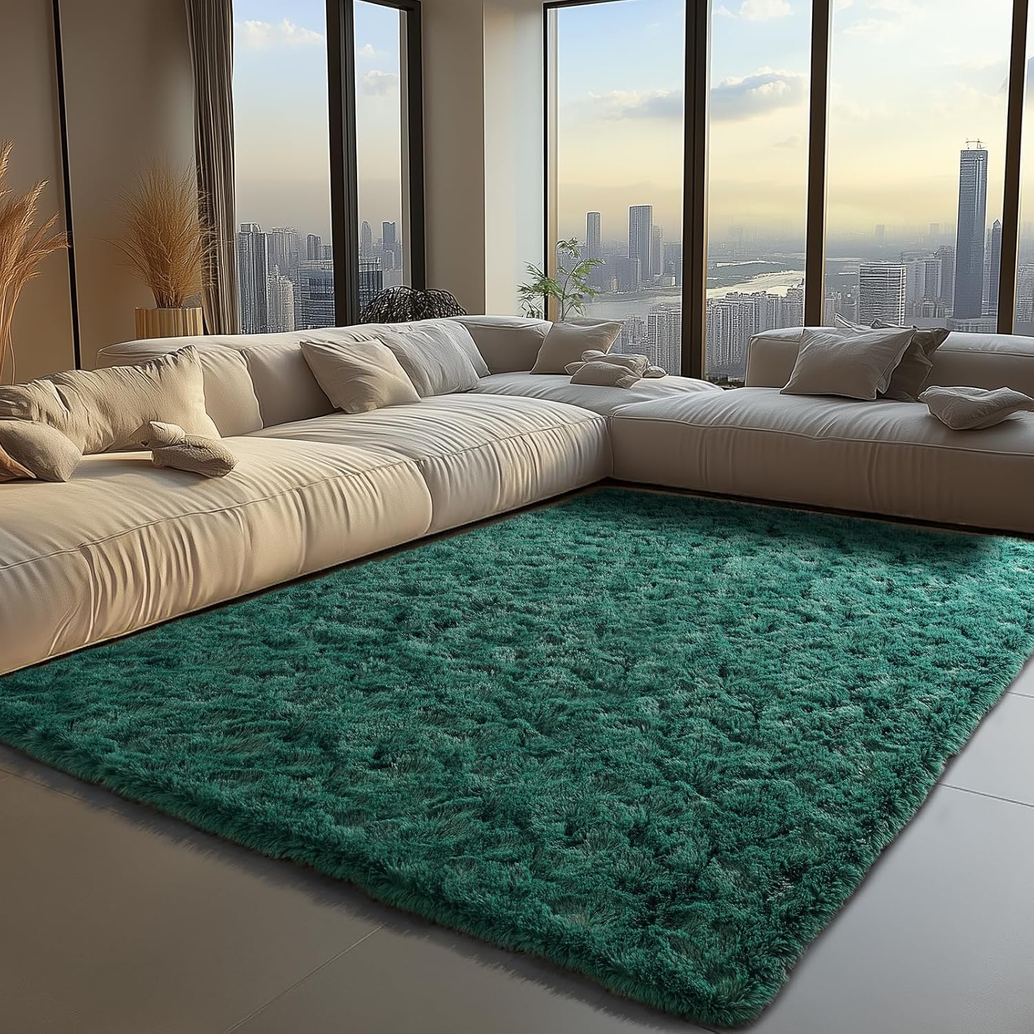 Zentavio Emerald Green Rugs for Living Room Dark Green Area Rugs for Bedroom Flu...