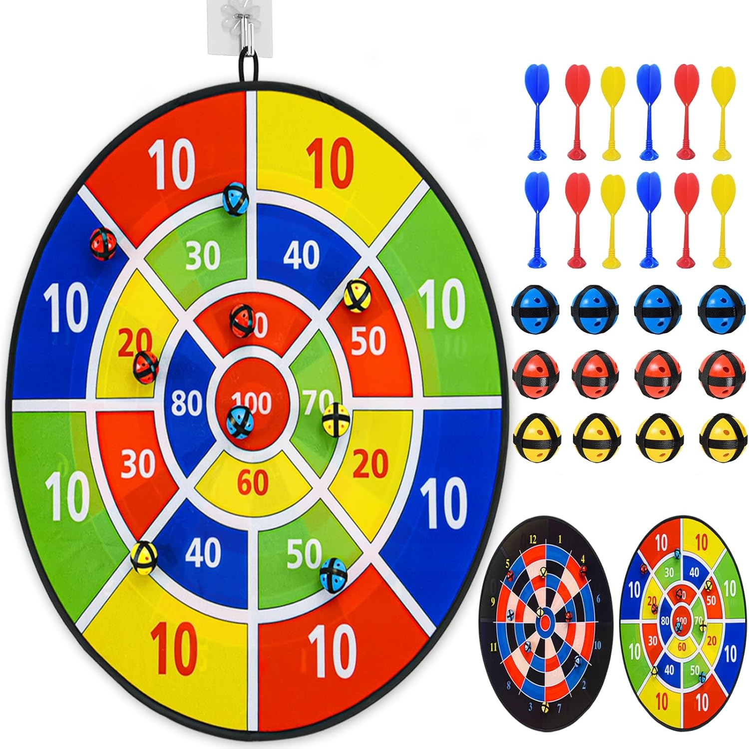 29"/73cm Dart Board with 12 Balls and 12 Darts, Board Games for Kids 4-6-8-12, S...