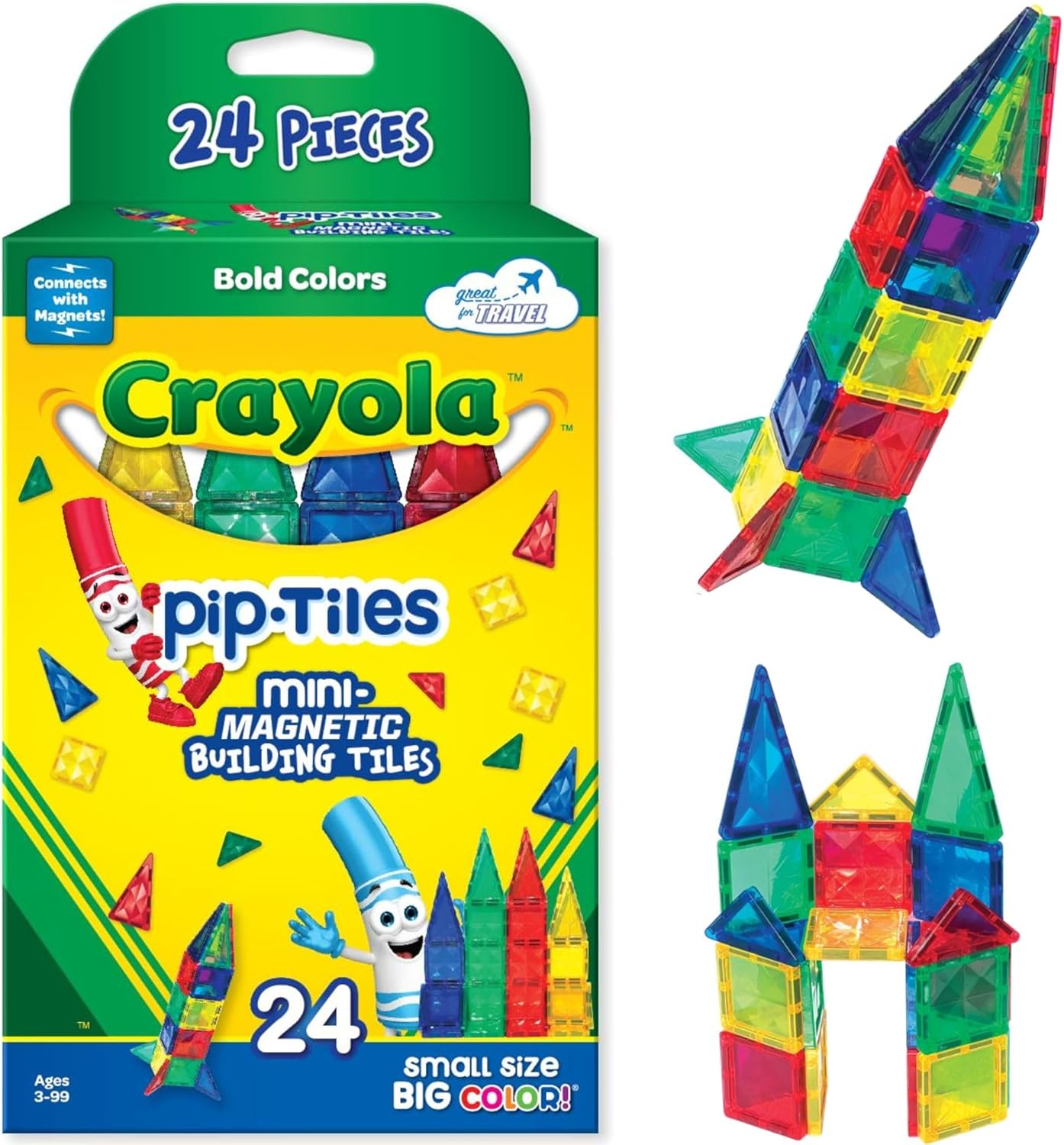 CreateOn Crayola Mini Magnetic PIP-Tiles, Bold Colors - Building Set for Kids, M...