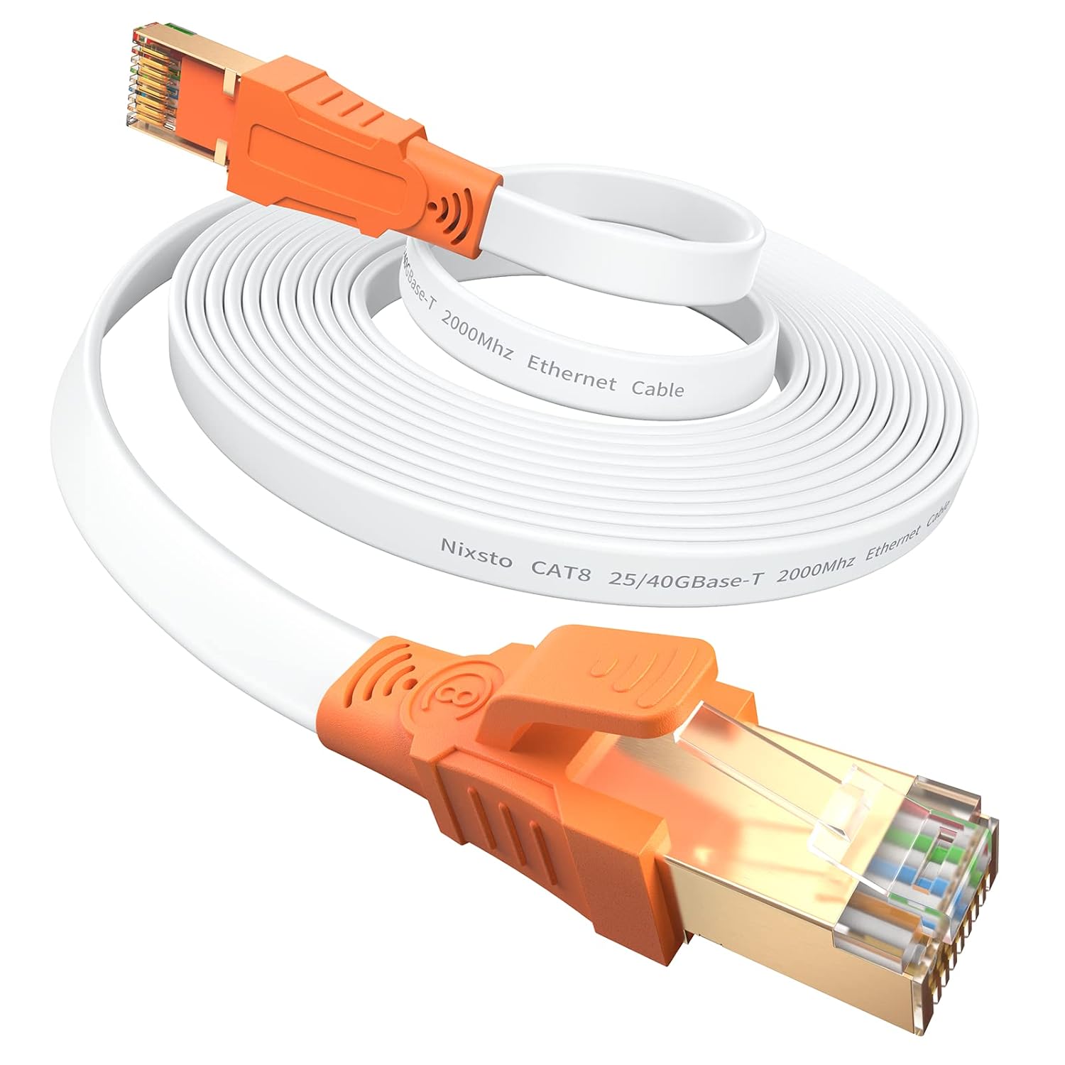 Nixsto Ethernet Cable 30m, Cat 8 High Speed 40Gbps 2000MHZ Internet cable Flat L...