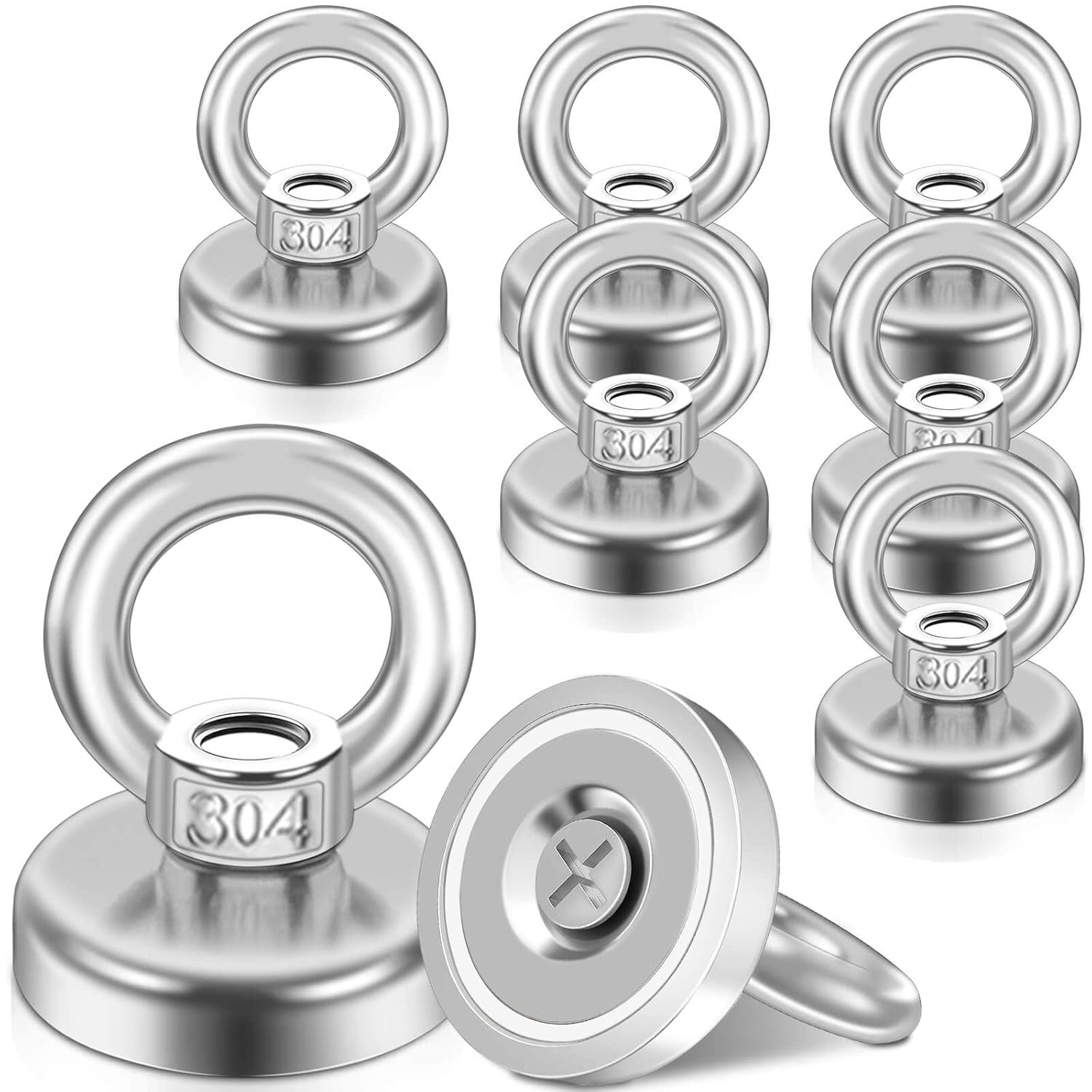 MIN CI 8Pack Round Neodymium Magnets, Strong Magnets Heavy Duty 55kg（120lbs）Ma...