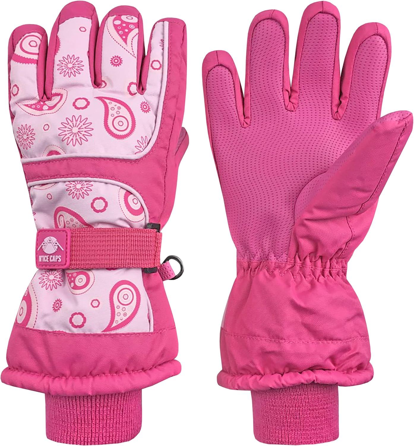 N'Ice Caps Kids Waterproof Winter Thinsulate Warm Gloves Fuchsia Print 3-4 Years