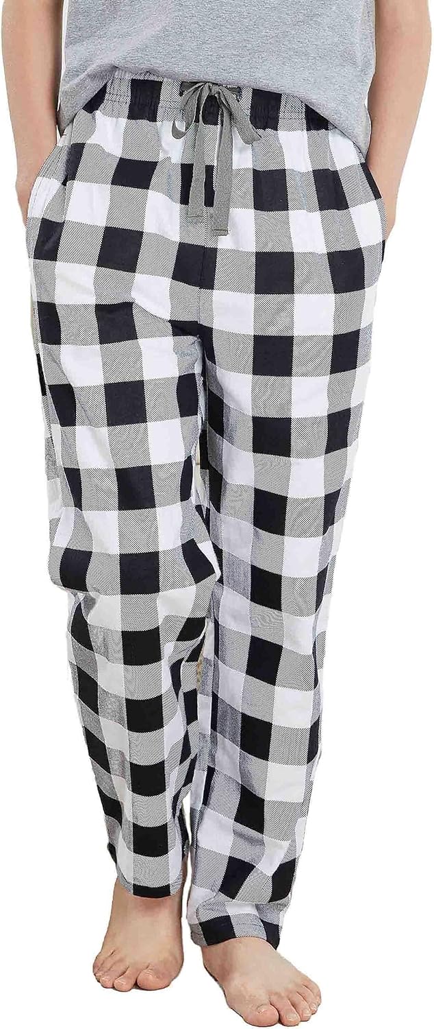 HiddenValor Big Boys Cotton Pajama Lounge Pants Black/White Large