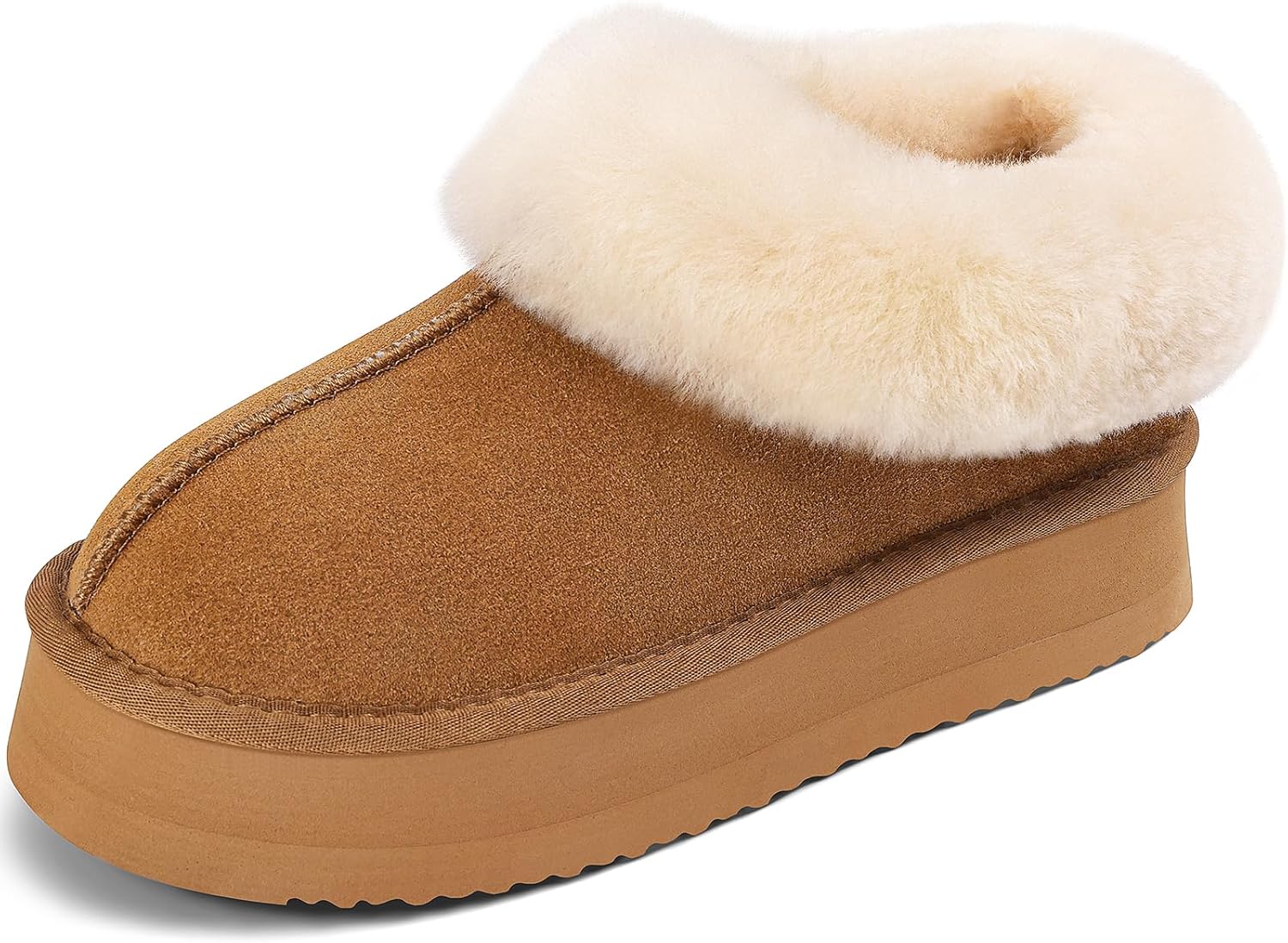Pasuot Platform Slippers for Women - Furry Lined Platform Clogs Slippers, Shearl...