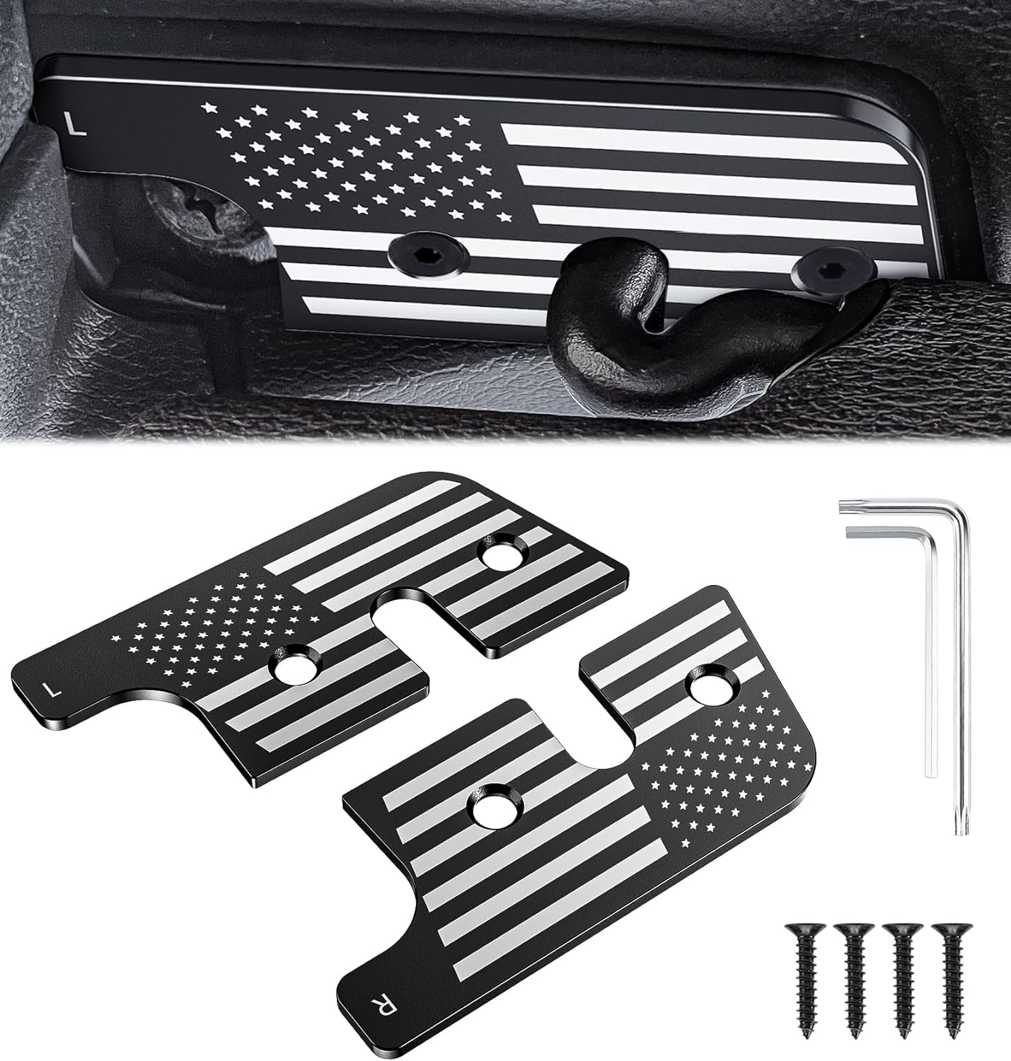 Upgraded Sun Visor Repair Kit, Eamplest Aluminum Alloy American Flag Sun Visor C...