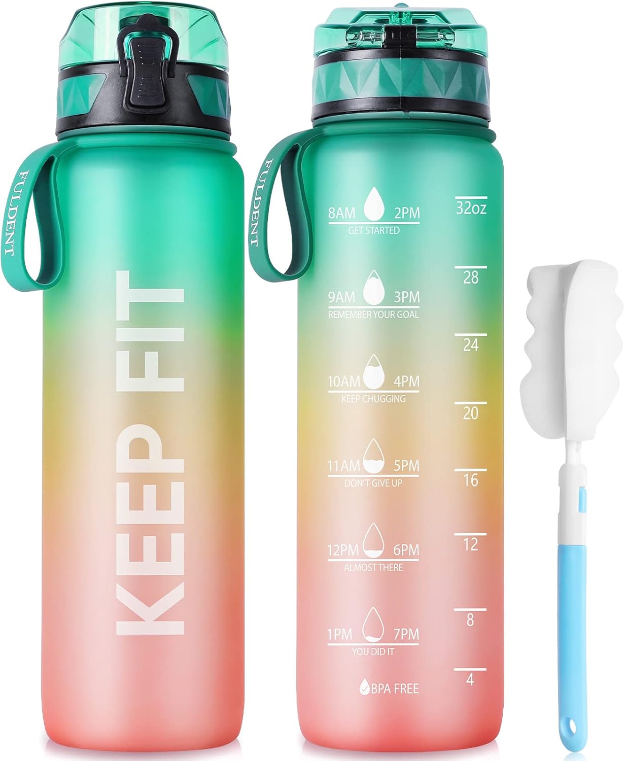 FULDENT Sports Water Bottle 1L Leakproof Design Water Bottle, BPA Free Tritan Pl...