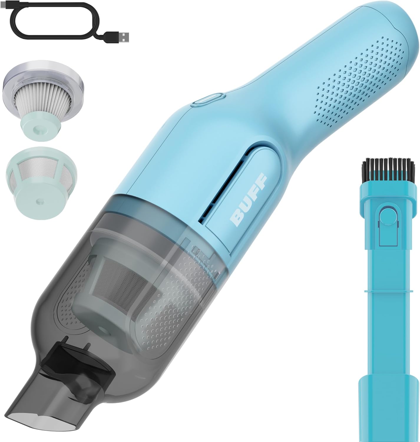 BUFF Cordless Handheld Vacuum, Rechargeable Car Vacuum Cleaner with Combo Crevic...