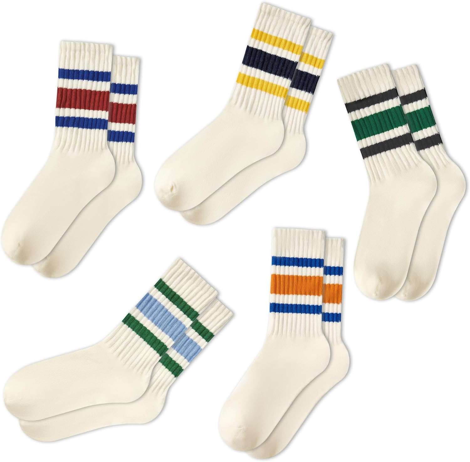 American Trends Womens Striped Socks Retro Crew Socks Women Slouchy Athletic Cal...