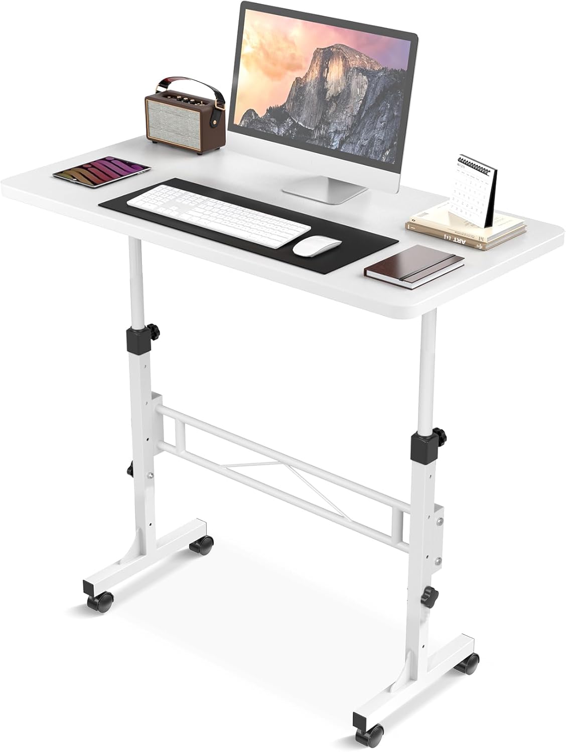 Small Standing Desk Adjustable Height, Mobile Stand Up Desk with Wheels, 32 Inch...