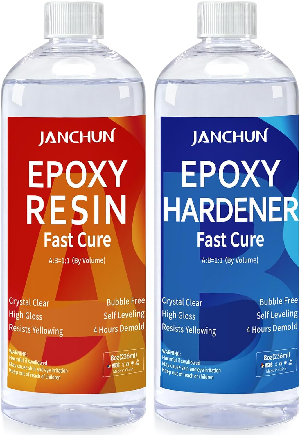 JANCHUN Crystal Clear Epoxy Resin Kit 16oz, Bubble...