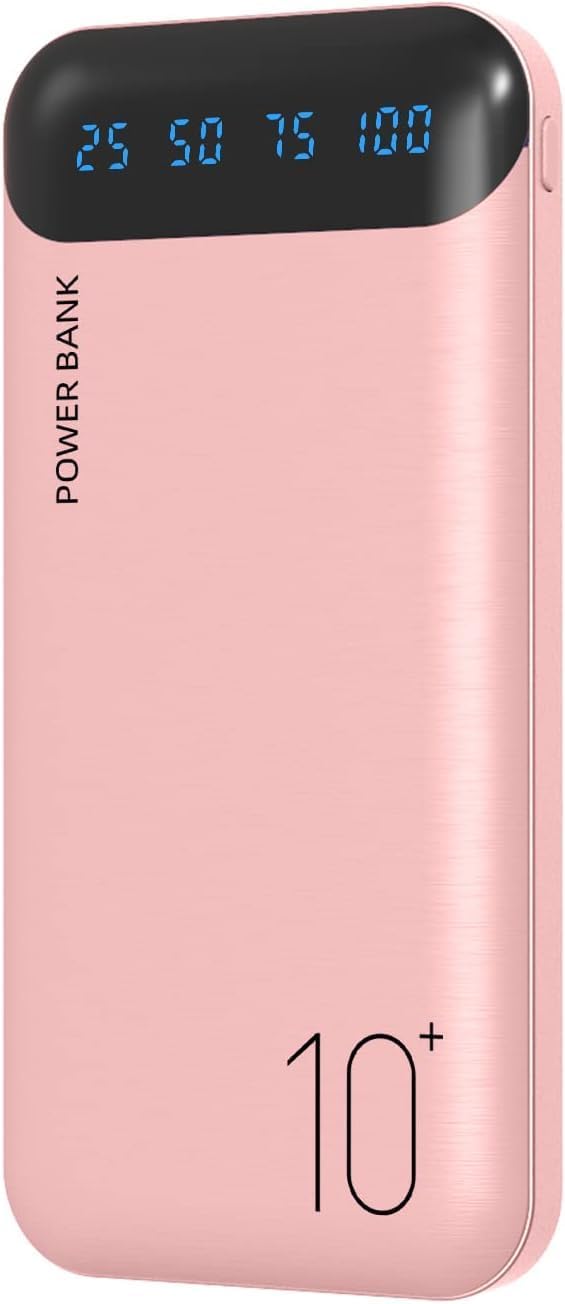 Power Bank 10000mAh Portable Charger Slim External Battery Pack with 2 USB 2.4A...