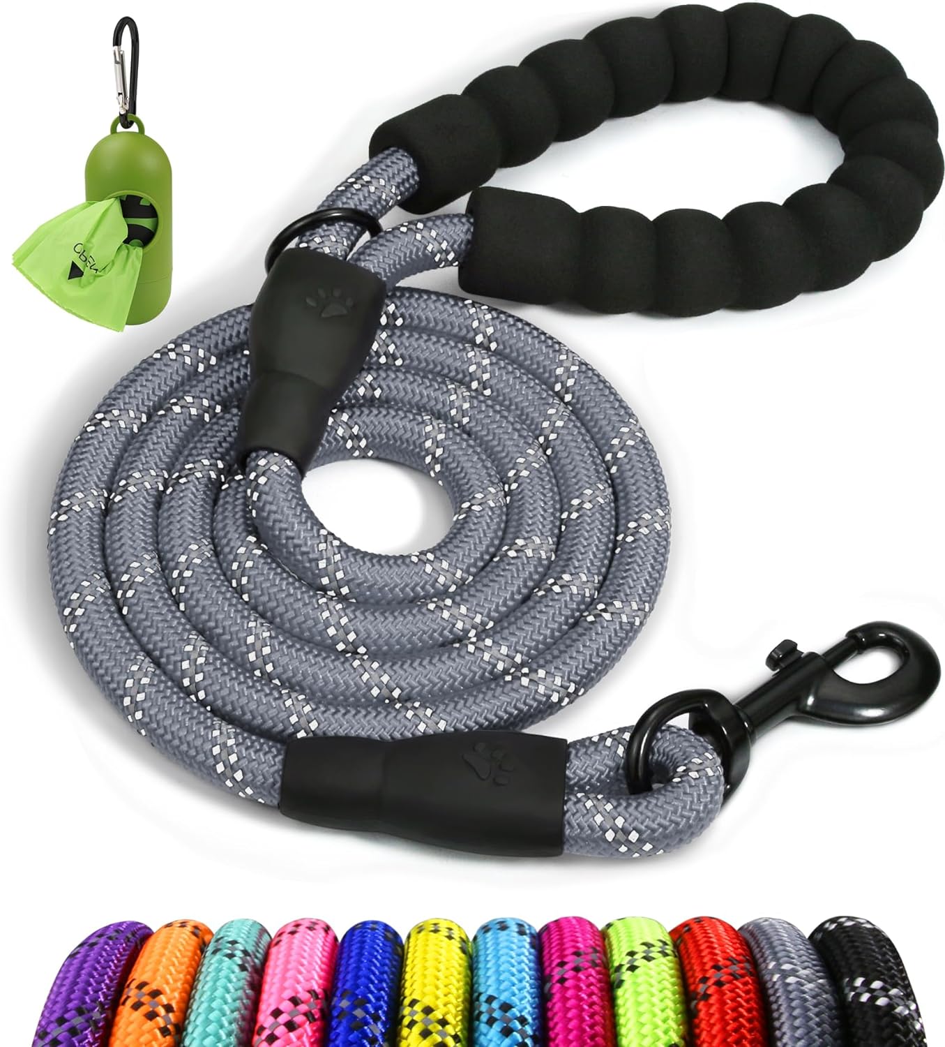Taglory Rope Dog Leash 4 FT with Comfortable Padded Handle, Highly Reflective Th...