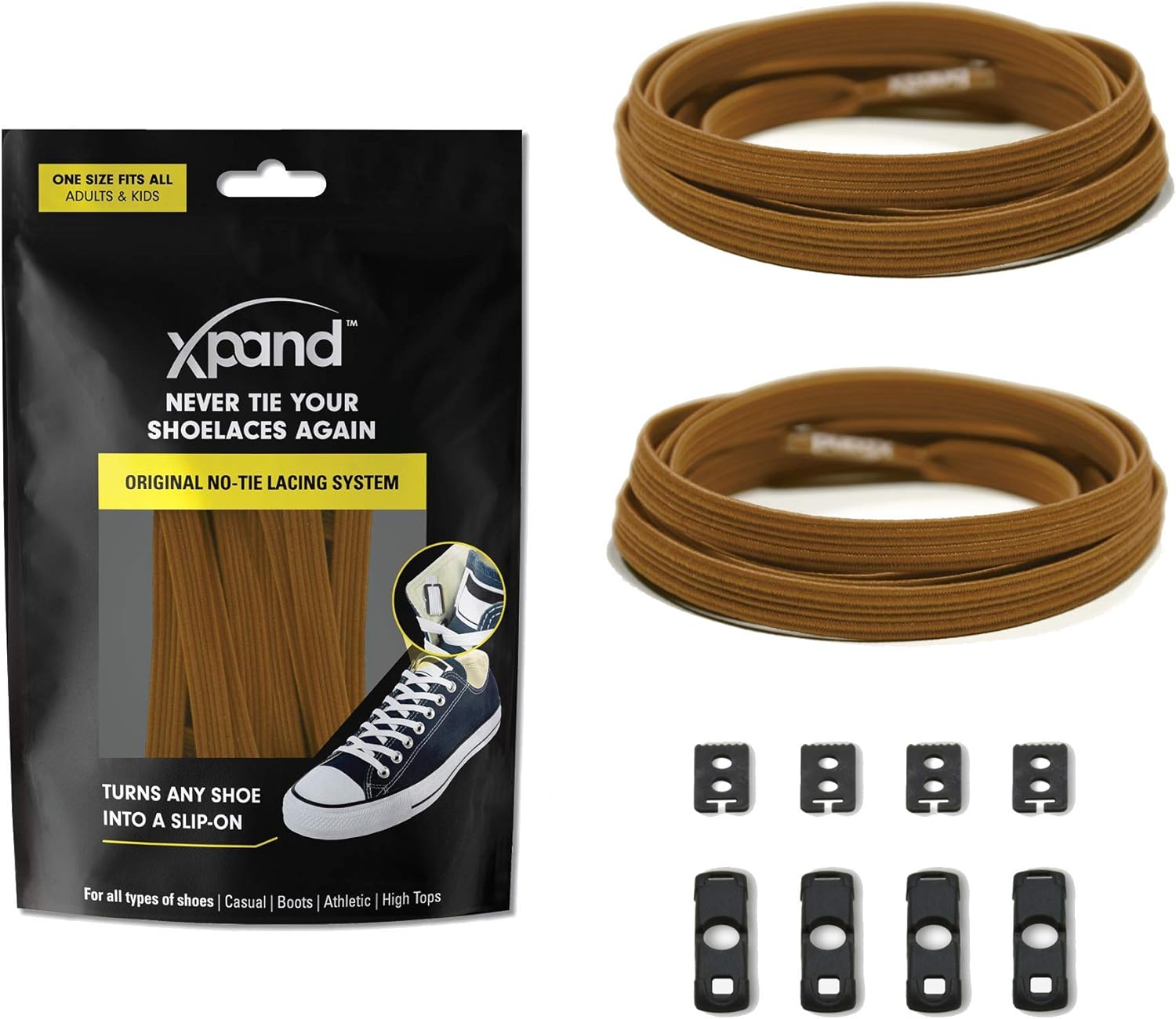 Xpand No Tie Shoelaces System with Elastic Laces - One Size Fits All Adult and K...
