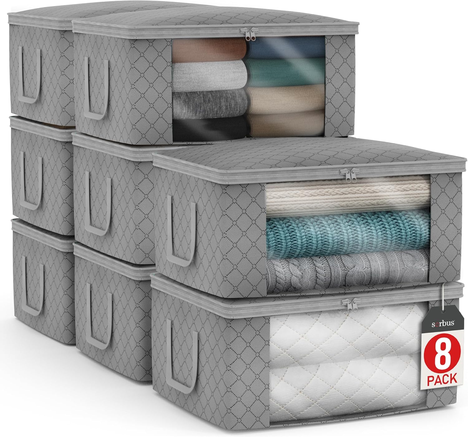 Sorbus Medium Clothes Storage Bags - Foldable Blanket Storage Bins for Organizin...
