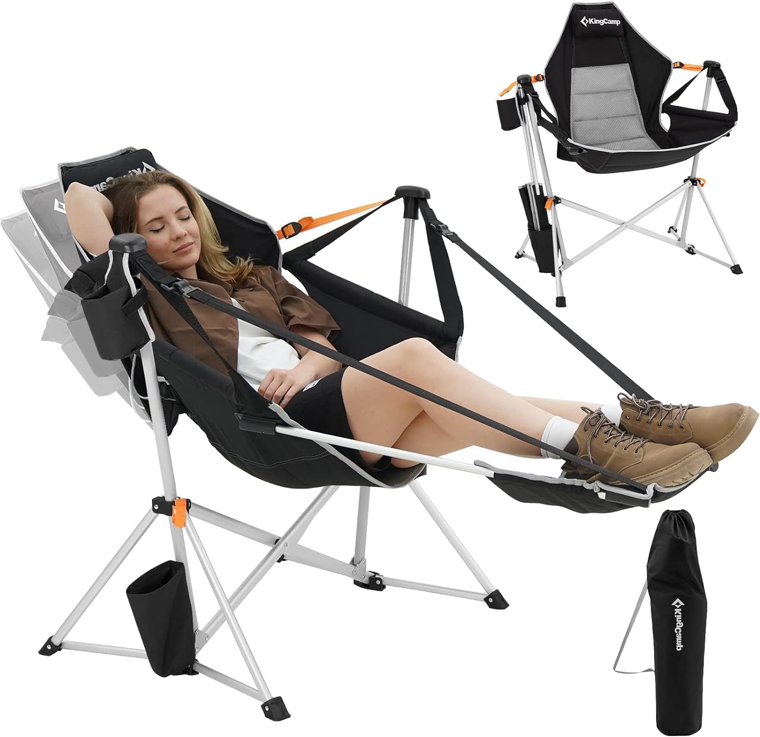 KingCamp Camping Chair, Hammock Chair, Folding Rocking Chair, Aluminum Adjustabl...