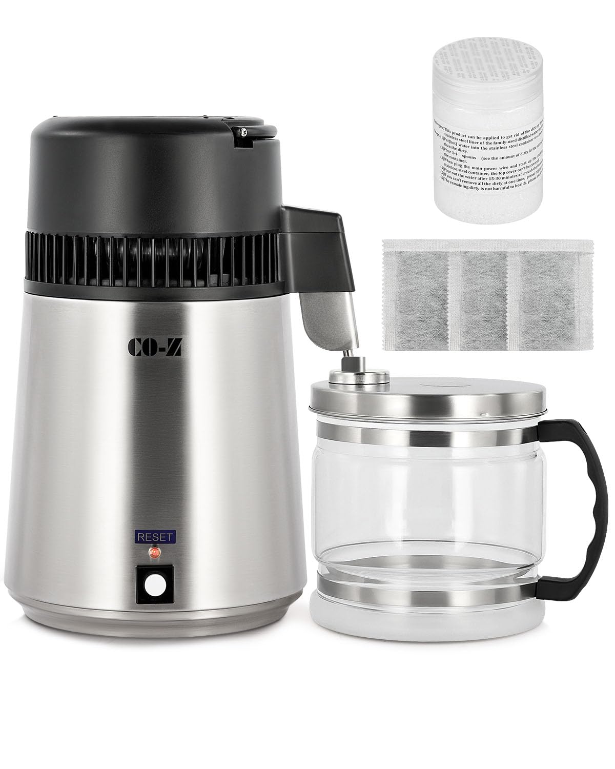 CO-Z Water Distiller, Stainless Steel Distilling Pure Water Machine for Home Cou...