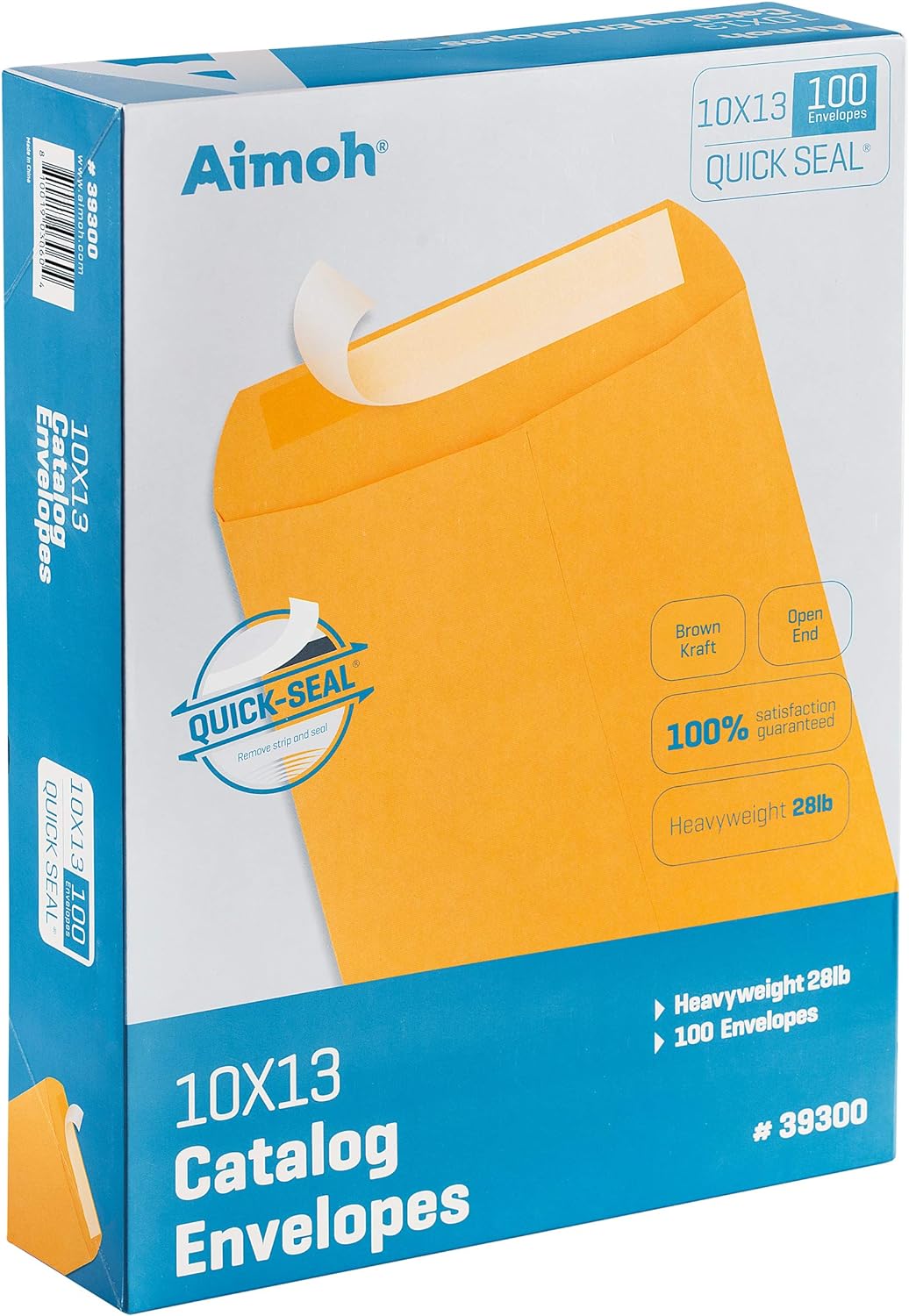 Aimoh 100 10 x 13 Self-Seal Brown Kraft Catalog Envelopes - 28lb, 100 Count, Ult...