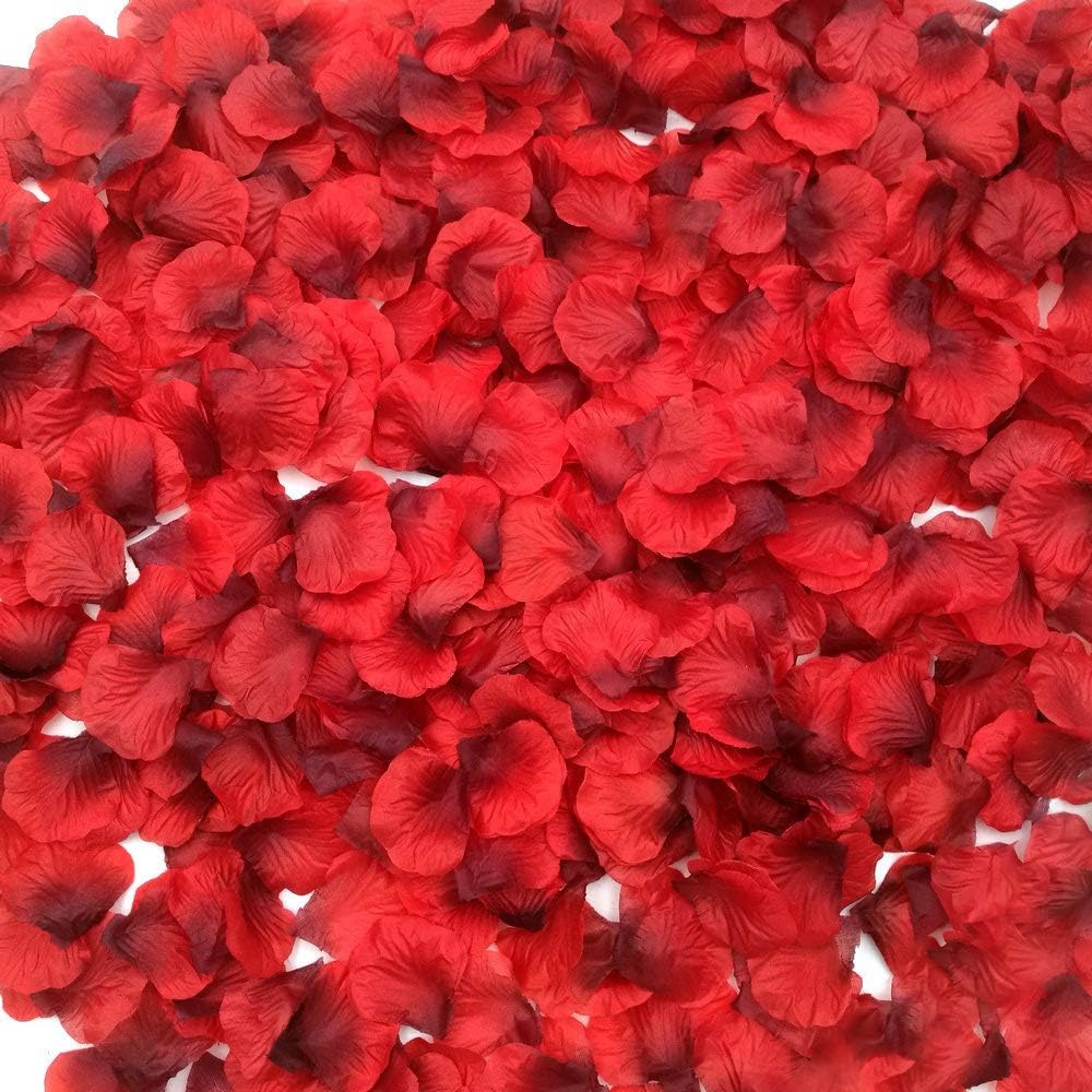 CODE FLORIST 2200 PCS Dark-Red Silk Rose Petals for Valentine's Day,Romantic Nig...