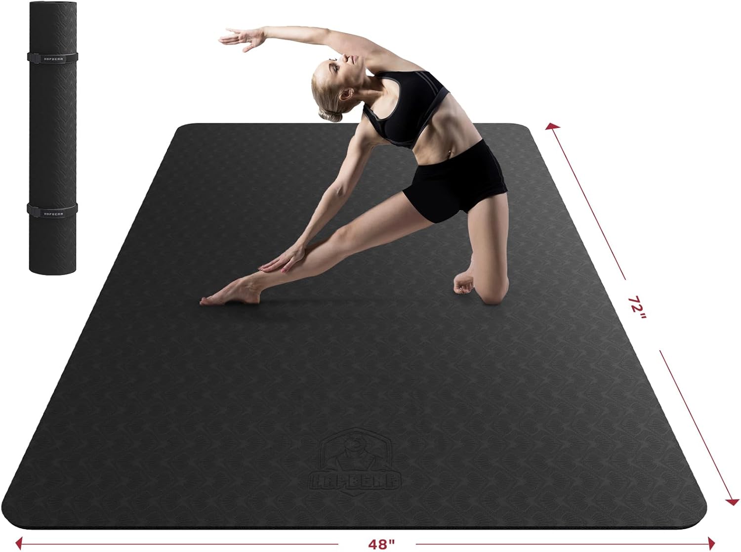 HAPBEAR Extra Large Yoga Mat - 72"x48"/78"x54"x6/8mm (1/4 &1/3 inch), Non-Slip,...