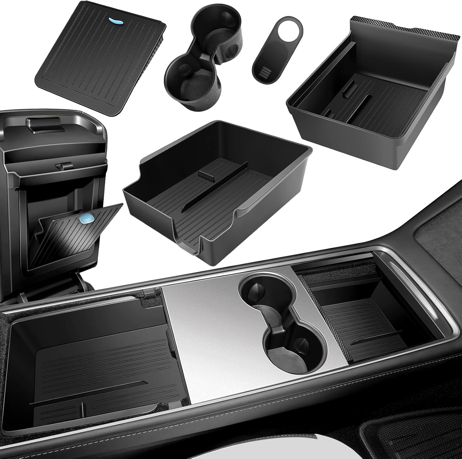 5Pcs Center Console Organizer Tray Compatible for...