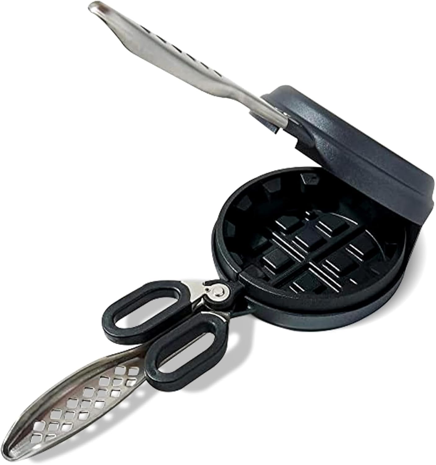 Cast Aluminum Stuffed Waffle Iron, 5" Dia, 2" Thick Round Waffle Maker -Non-Stic...