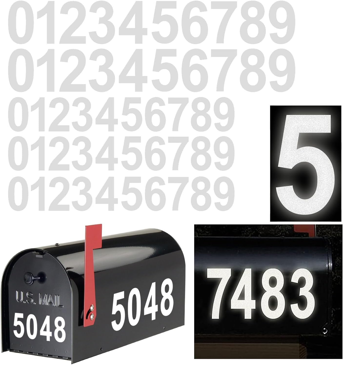 Reflective Mailbox Numbers Sticker Decal Die Cut Classic Style Vinyl Waterproof...