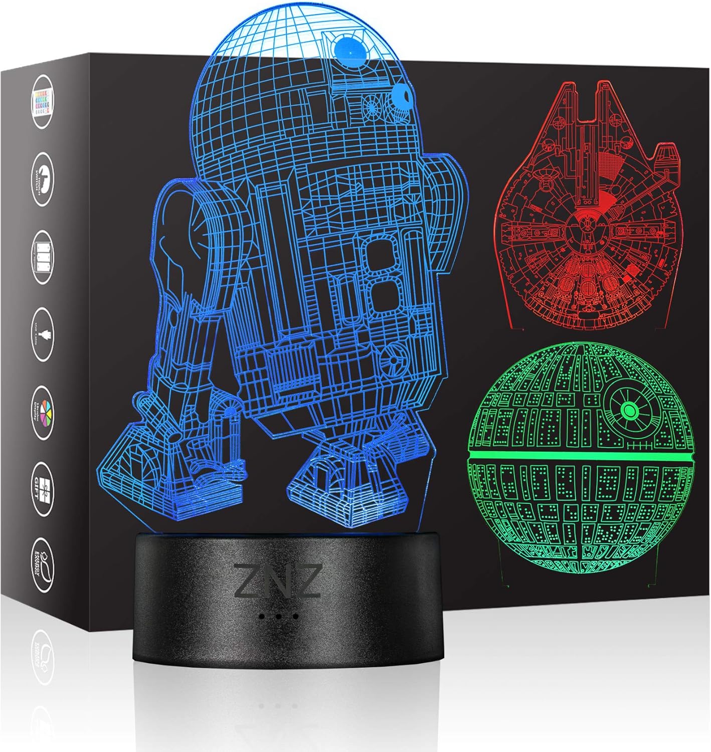 3D Star Wars Lamp, ZNZ LED Optical Illusion Night...