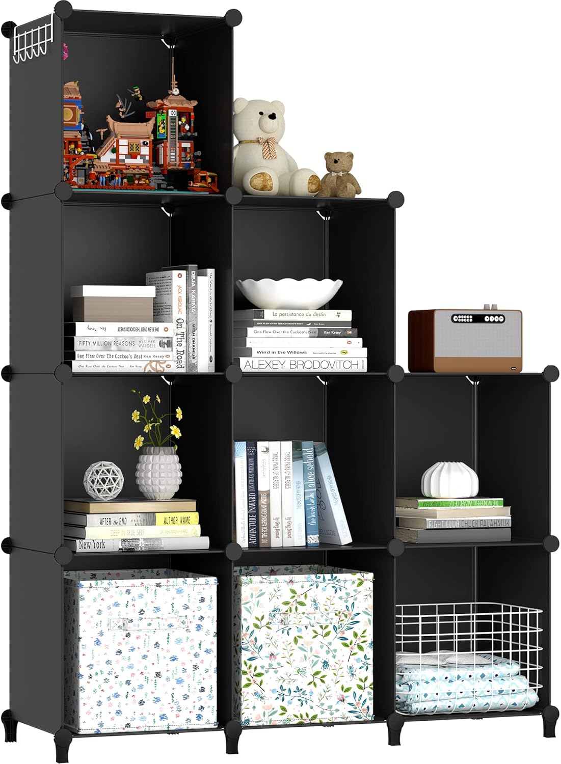 HOMIDEC Cube Bookcase, 9 Cube Storage Unit Bookshelf Storage Cube Organiser Mult...