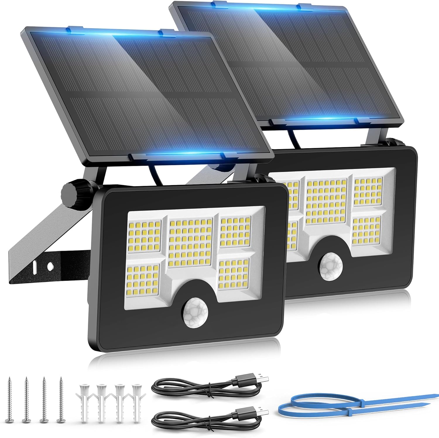 OHAYORI Solar Lights Outdoor, 122LED Solar Rechargeable Security Lights Motion S...