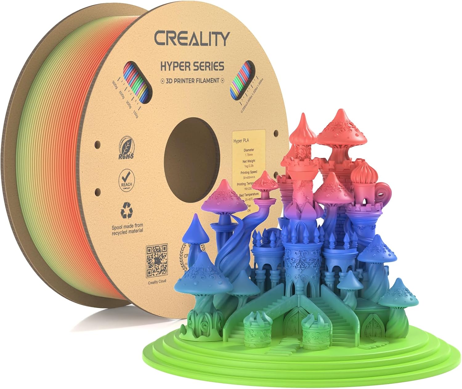 Creality 3D Printer Filament PLA 1.75mm, Official Hyper PLA Filament Color-Chang...