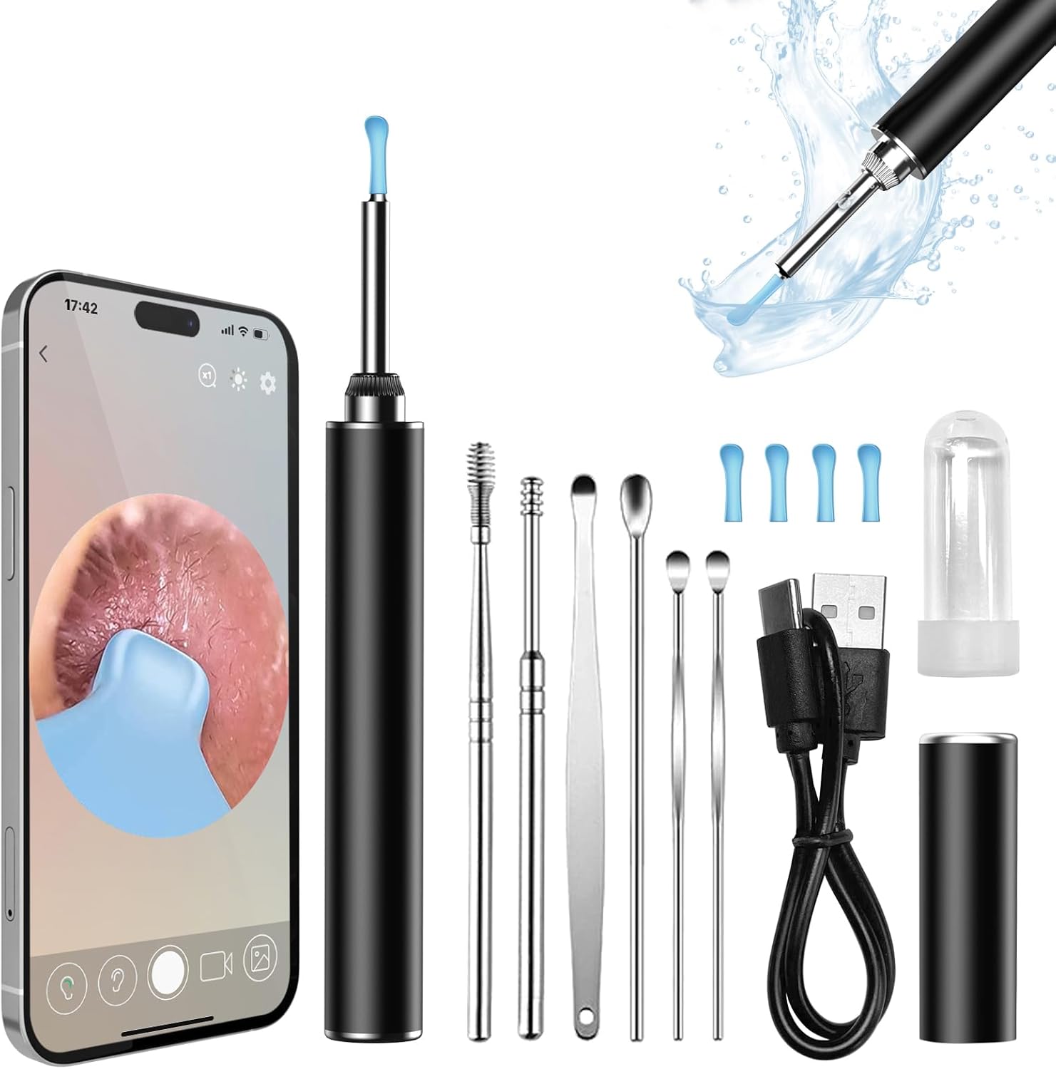 Glracd Ear Wax Removal Kit Camera, Wireless 1296P HD Ear Cleaner with Camera, Ea...