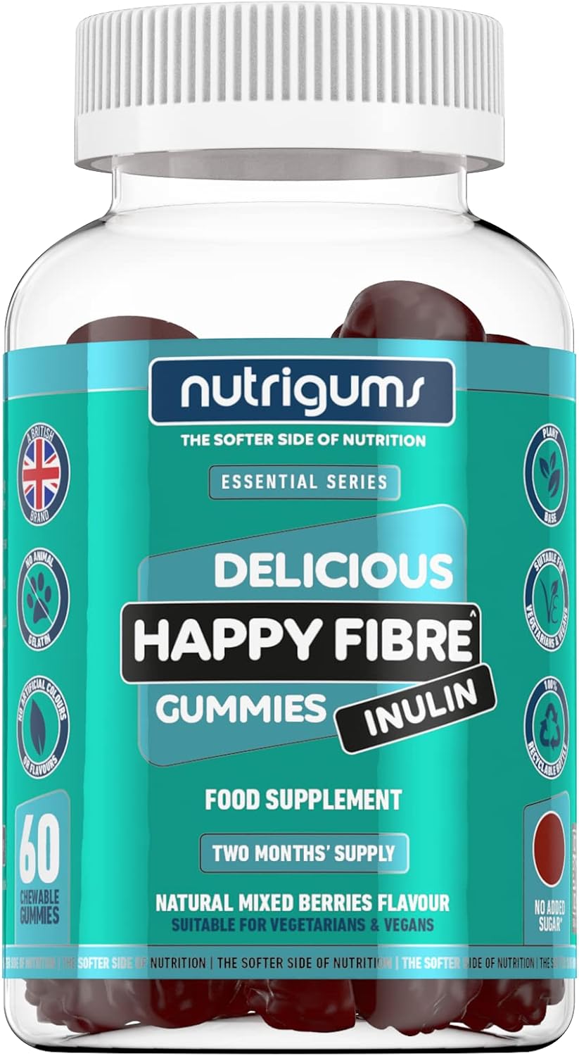 Happy Fibre (Inulin) Chicory Root Prebiotic Gummy | 3.8g Fibre | Mixed Berry Fla...