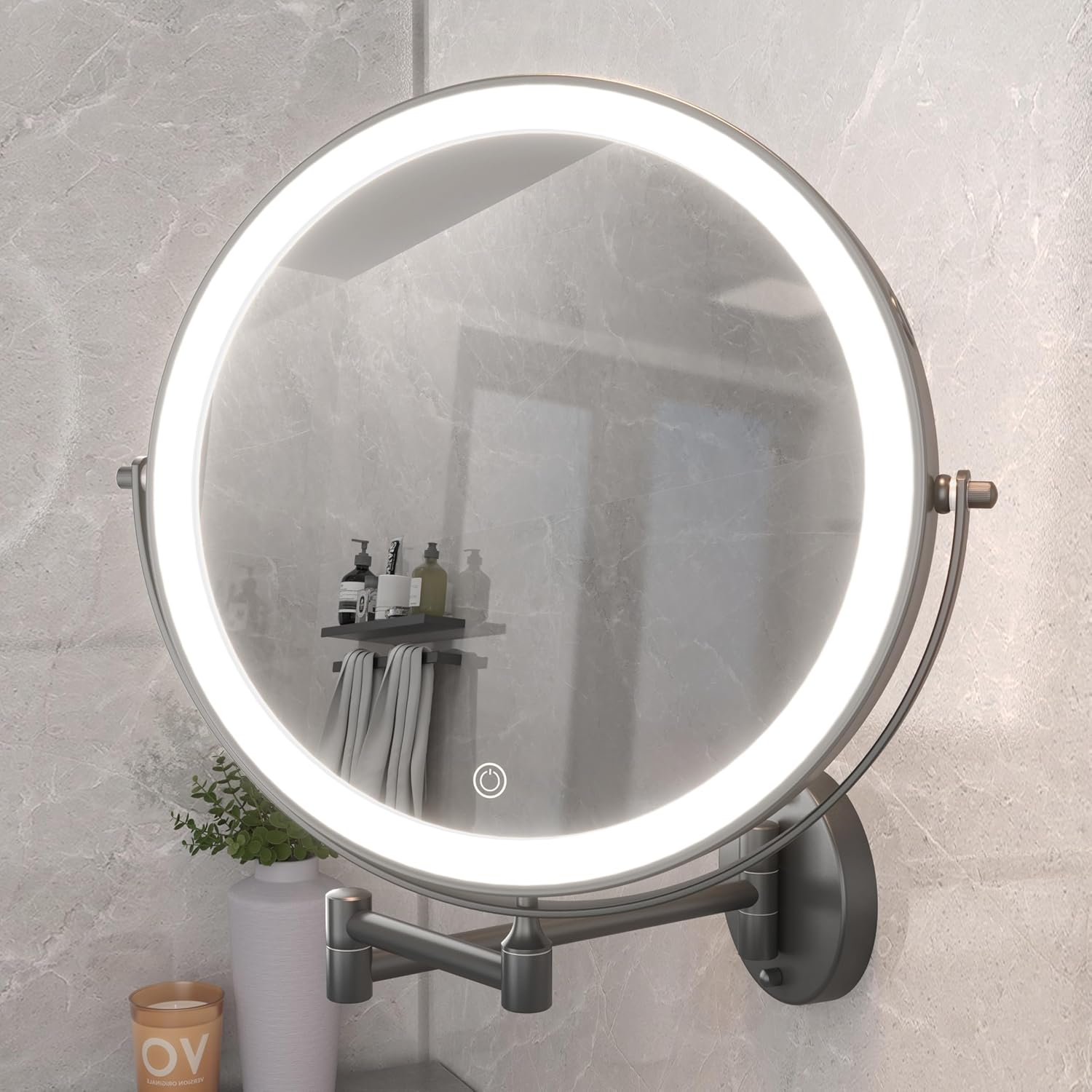 Hasipu 10-Inch Wall Mounted Makeup Mirror with Magnification, Rechargeable 3000...
