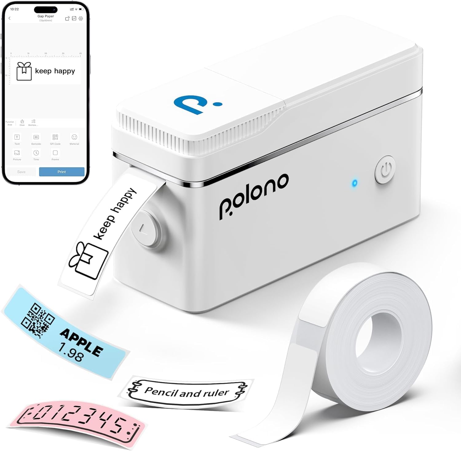 POLONO Label Maker Machine with Tape, P31S Portable Bluetooth Label Printer, Wir...