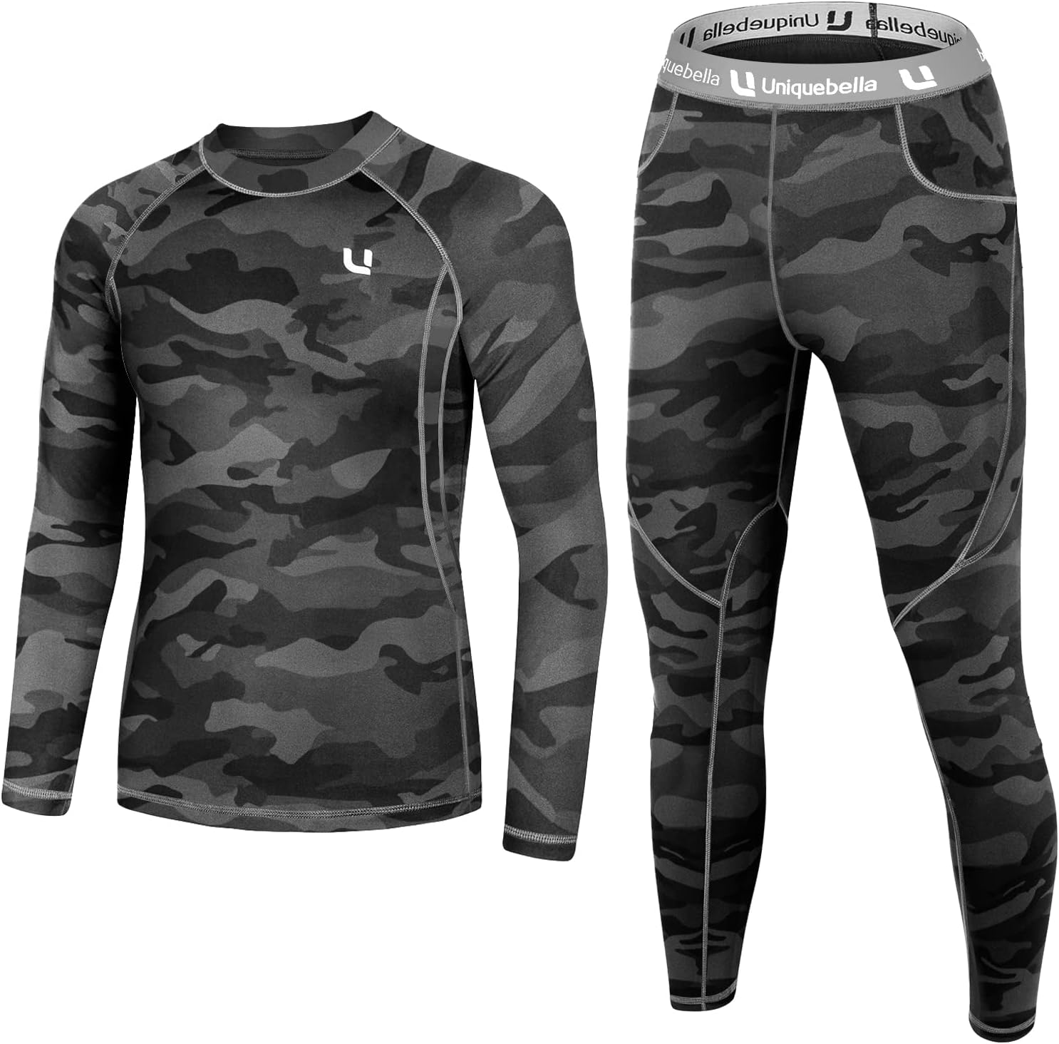 UNIQUEBELLA Mens Thermal Underwear Set Long Sleeve Tops Long Johns Thermal Base...