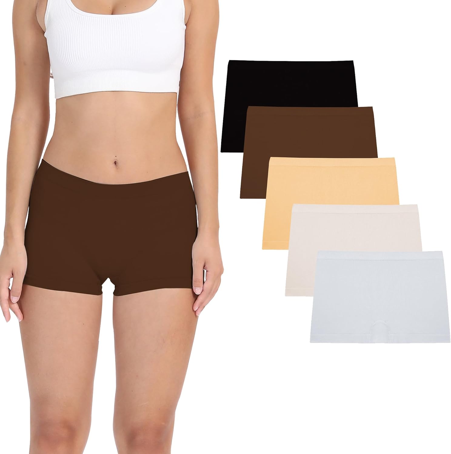 LALESTE Women's Boyshort Underwear Full Coverage Seamless Panties Soft Stretch B...